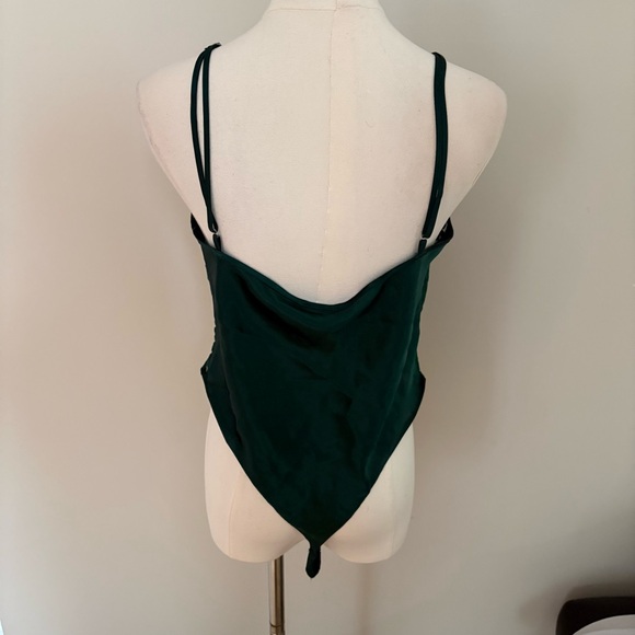 Vtg Lingerie Cacique Silver Label Satin Velour Sheer Bodysuit Green Sz L Sexy - Picture 10 of 10